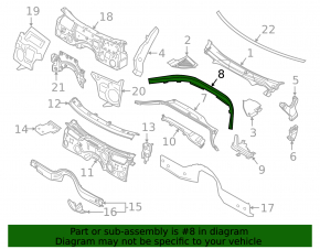Rear hood seal for BMW 3 G20 19-26 on the windshield wiper grille