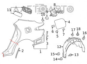 Quarter wing rear left Toyota Camry v70 18- under BSM