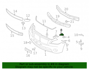 Front bumper mount right under headlight Infiniti M Q70 11-14