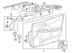 Door trim panel front right Toyota Camry v50 12-14 usa black