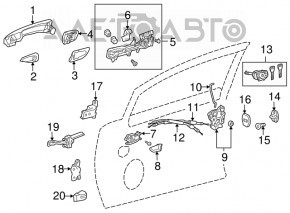 Door handle outer front left Lexus RX350 RX450h 10-15 keyless