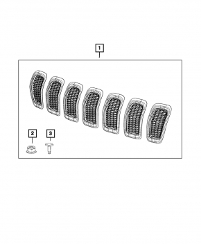 Radiator grill grill Jeep Cherokee KL 19-rest black set 7pcs