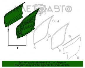 Door bare front right Hyundai Kona 18-23