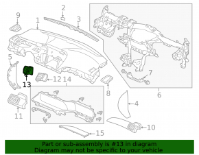 Air duct deflector dashboard central left Honda Accord 16-17 black