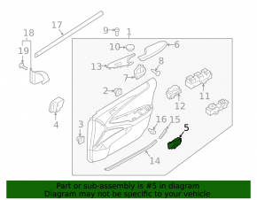 Door handle inner rear right Hyundai Sonata 11-15 gray
