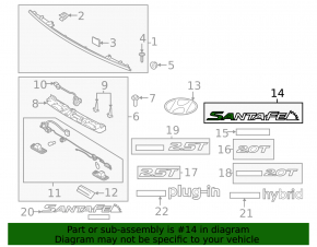 Emblem inscription SANTAFE trunk door Hyundai Santa FE 19-23