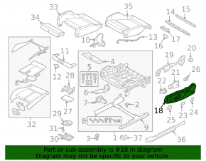Right side passenger seat trim for Audi A4 B9 17-25, black, crack in mount