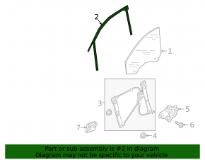 Glass seal with molding rear left Audi A4 B9 17-25 matt