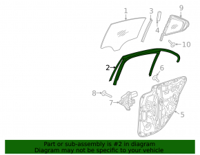 Rear right door glass seal Mercedes W213 E 17-23