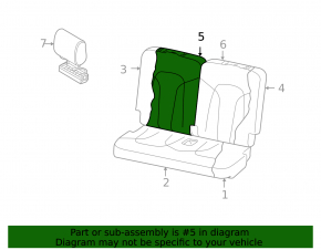 Rear seat backrest, 3rd row, complete, Audi Q7 4L 10-15, black leather