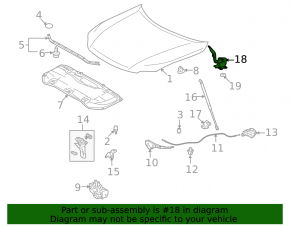 Hood hinge left Lexus RX350 RX450h 10-15