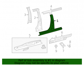 Body pillar center left Toyota Sienna 18-20