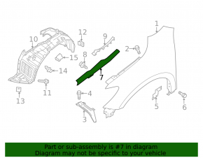 Right hood-wing seal for Nissan Pathfinder 13-20 front