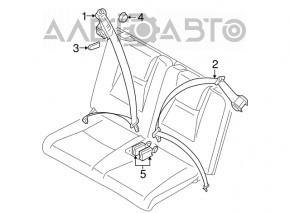 Seat belt, third row, right, Subaru B9 Tribeca, gray