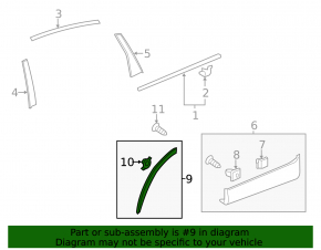 Lower door trim along the rear left arch for Honda CRV 12-16 structure