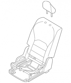 Rear seat backrest, 2nd row, right, complete, Infiniti QX50 19-21, black leather with perforation, without headrest, dented