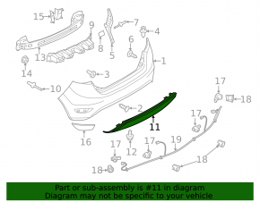 Rear Bumper Lip Ford Fiesta 11-19 5d