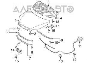 Hood hinge left Mazda3 03-08 HB FPS