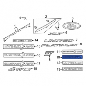 Emblem inscription ecoboost tailgate Ford Explorer 20-