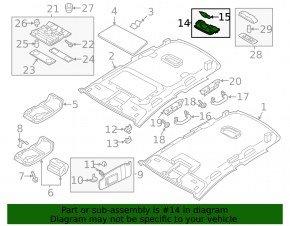 Ceiling light front right VW Tiguan 18- gray, type 2