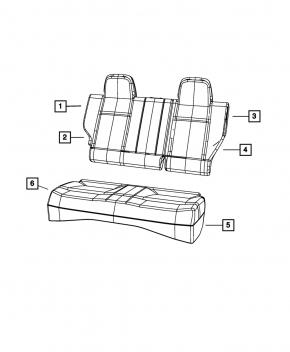Left rear seat backrest for Jeep Compass 11-16, black cloth