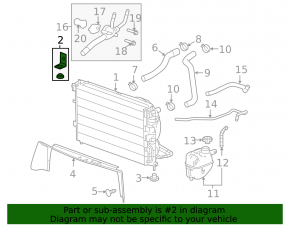 Radiator cushion upper left Chevrolet Equinox 10-17 rubber + plastic