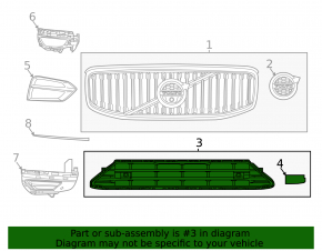 Volvo XC60 18-21 Front Bumper Lower Grille