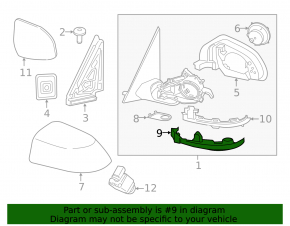 Left side mirror cover for BMW X7 G07 19-22, lower, gloss black, for camera