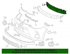 Front bumper reinforcement for Toyota Prius C 12-15