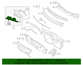 Metal wiper pan right Nissan Maxima A36 16-23