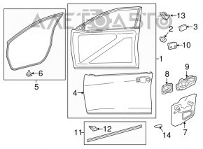 Front left door seal for Toyota Camry v55 15-17 USA