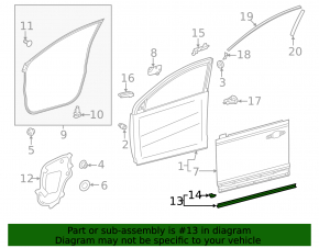Toyota Rav4 19-24 front left door lower seal