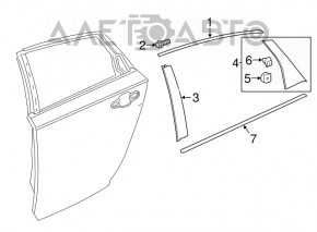 Upper rear right door molding Honda Accord 23-26 chrome