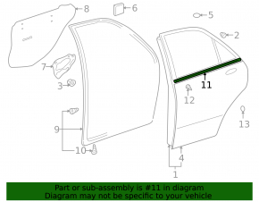 Door-glass molding, central rear right, Lexus IS200 IS300 99-05