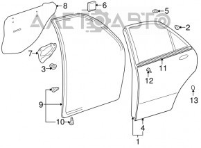 Door-glass molding, central rear right, Lexus IS200 IS300 99-05