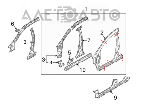 Body pillar central right Nissan Murano z51 09-14 sawed off butts