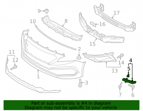 Front bumper mount right Hyundai Sonata 15-17 broken guide