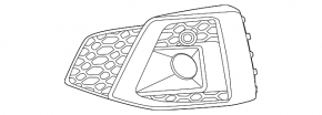 Right front bumper grille for Audi A5 F5 20-25 with radar, black, molding in glossy black, S-Line