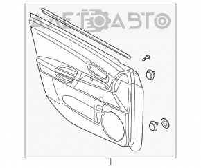 Door trim card front right black Mazda3 03-08