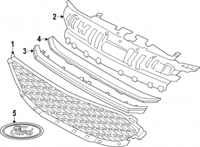 Ford Escape MK4 23 Front Bumper Upper Trim - Front with Chrome Molding