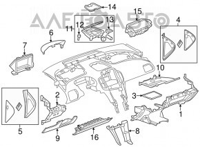 Chevrolet Volt 11-15 left side dashboard trim, light gray