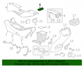Chevrolet Malibu 16-25 black rear upper center console trim, texture, scratches
