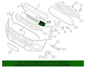 Front bumper grille left Mini Cooper 15-21 JCW pkg