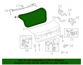 Lexus ES300h ES350 13-18 Trunk Lid Seal