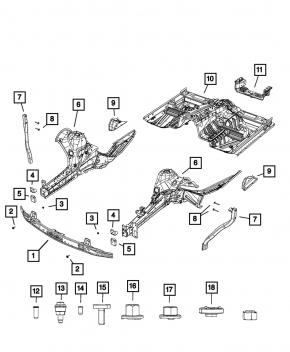 Jeep Grand Cherokee WK2 11-22 Type 1 Front Bumper Reinforcement Without Hooks