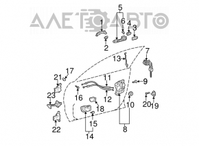 Lower front right door hinge for a Lexus ES300 ES330