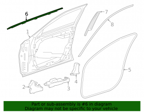 Molding door-glass central front right Mercedes C-class W205 15-21 chrome