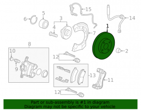Front left brake disc Chevrolet Cruze 11-16 R15