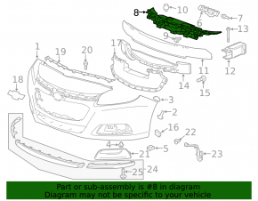 Front bumper mount center upper Chevrolet Malibu 13-15