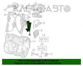 Front right door glass guide for a 13-16 Dodge Dart